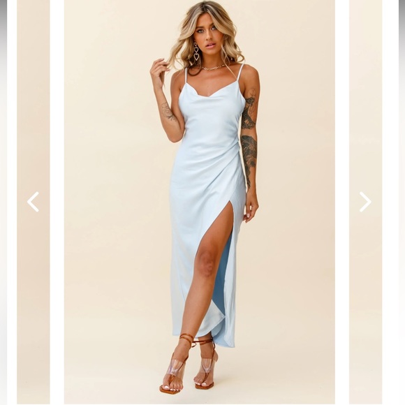 πΈHey Girl Long Satin Cowl Neck Dress - Picture 2 of 15